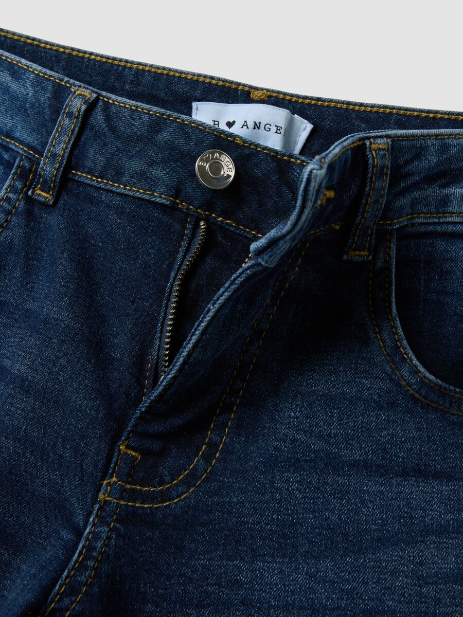 Jeans flare in cotone denim elasticizzato blu_5