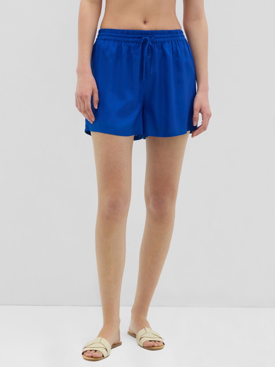 Women's Royal Viscose Shorts with Drawstring_1