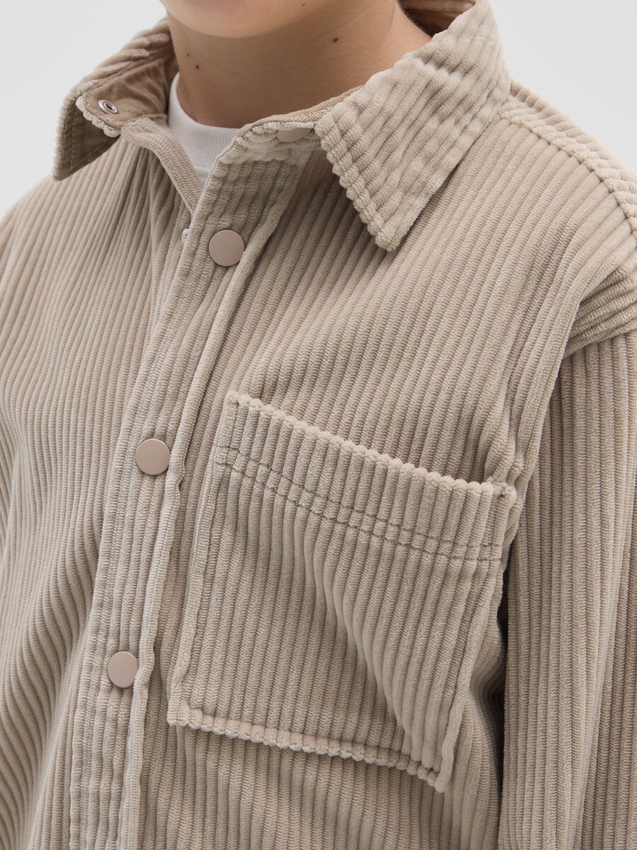Camicia da ragazzo beige in velluto a coste_2