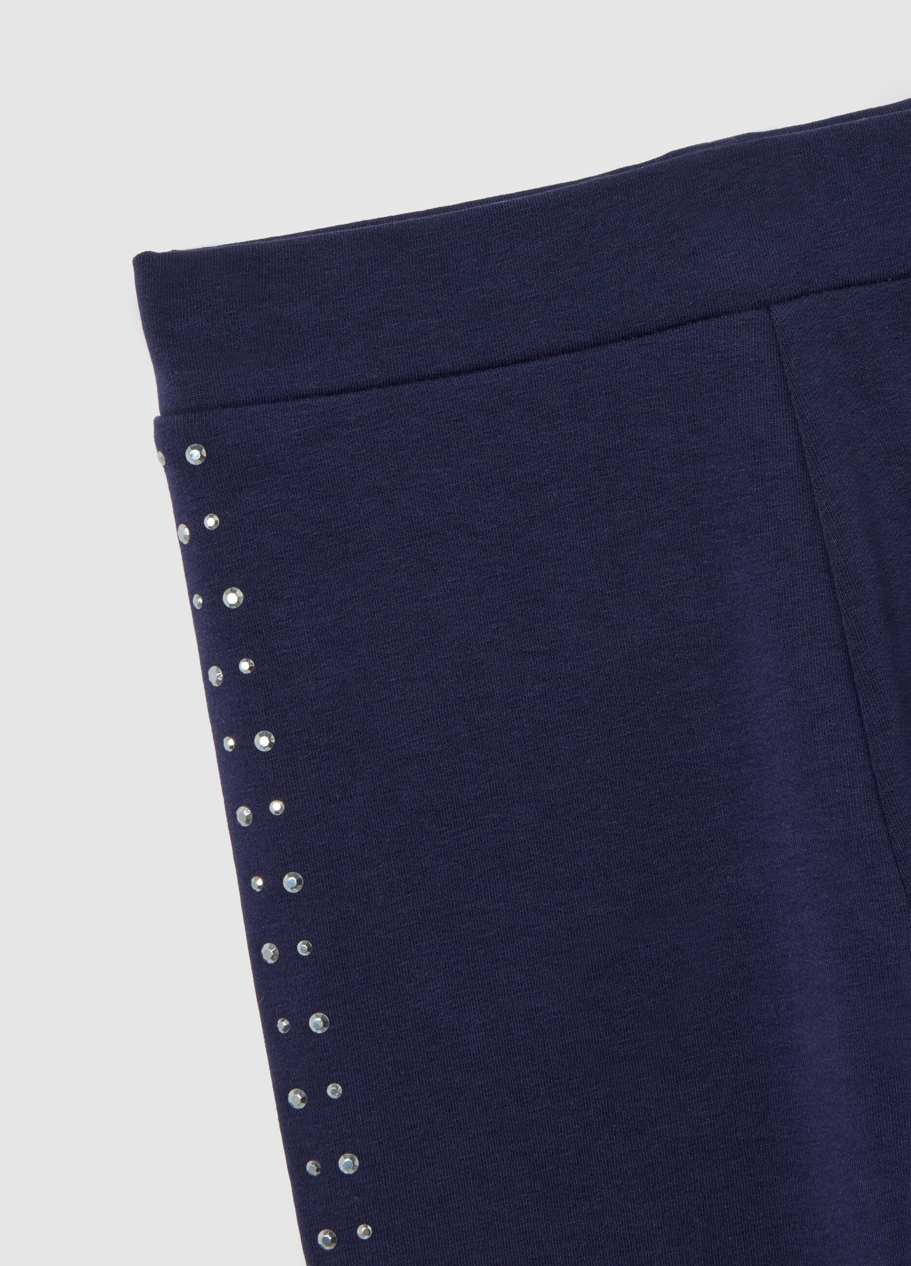 Girls' blue cotton skinny fit leggings