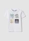 White short-sleeve pure cotton T-shirt with print_0