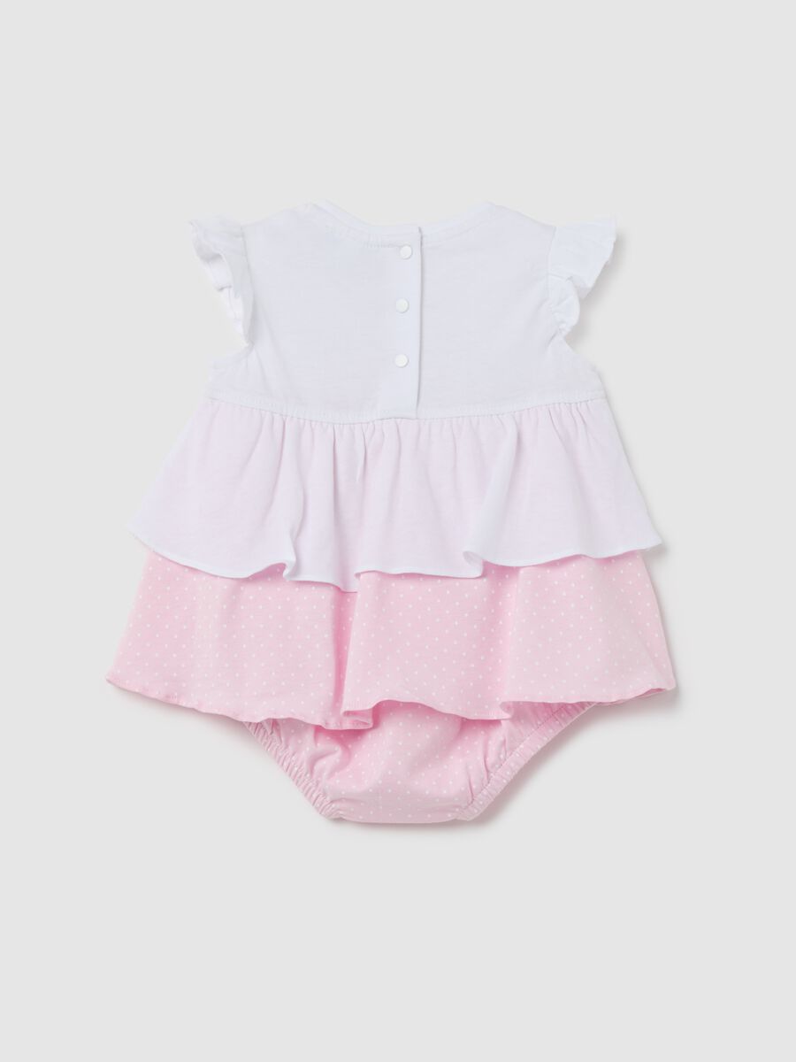 Cotton romper suit with frills and glitter print_1