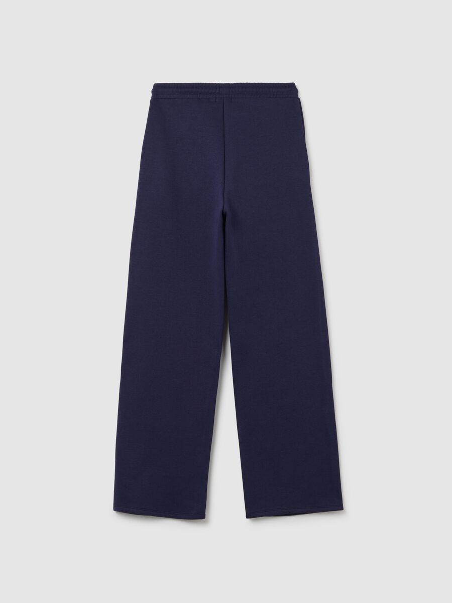 Women's blue cotton blend trousers regular fit_5