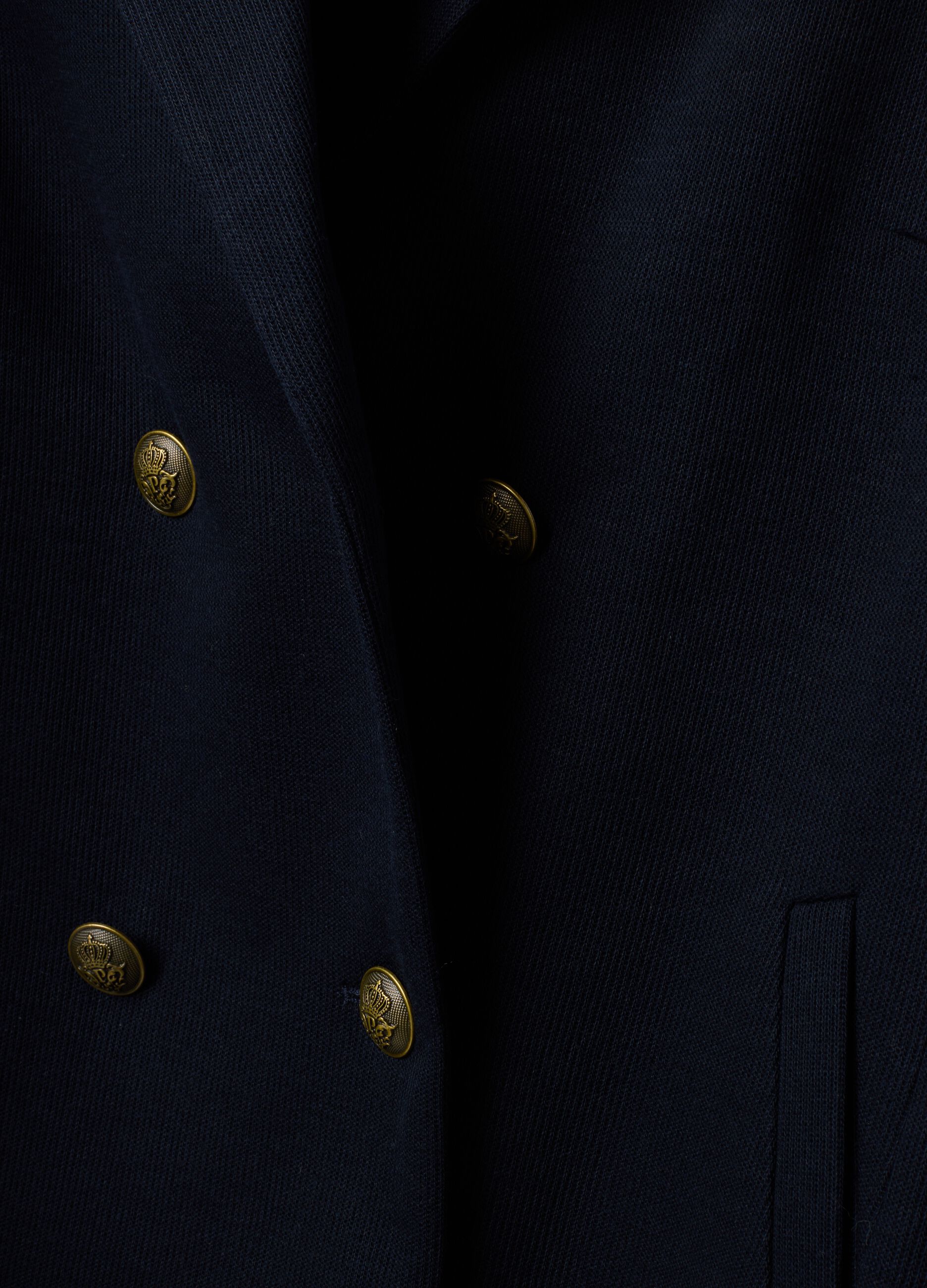 Navy regular-fit double-breasted blazer with classic lapels