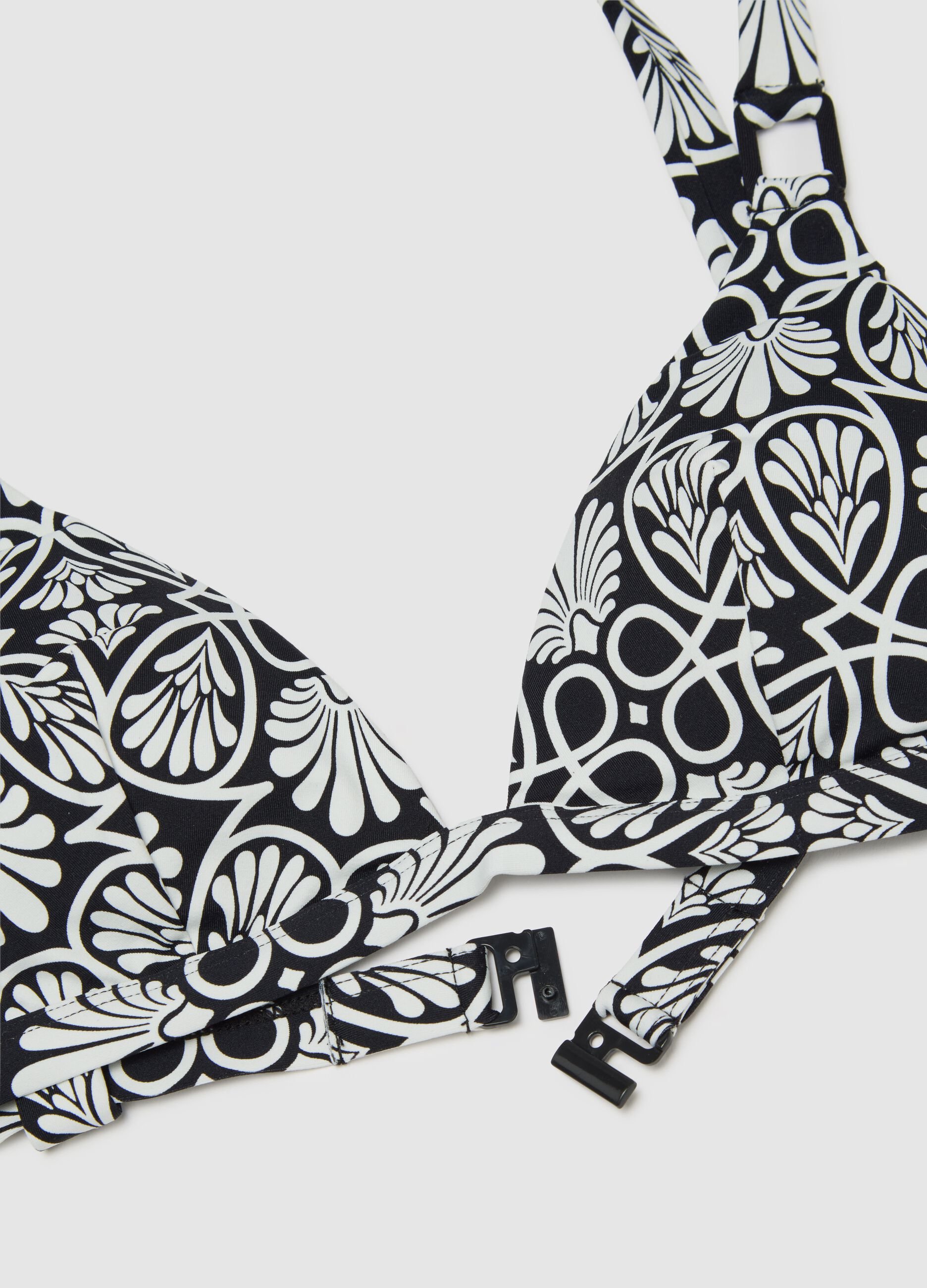Women's multicolour stretch fabric bikini top