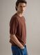 Short-sleeve brown regular fit t-shirt in cotton, linen and silk blend_0