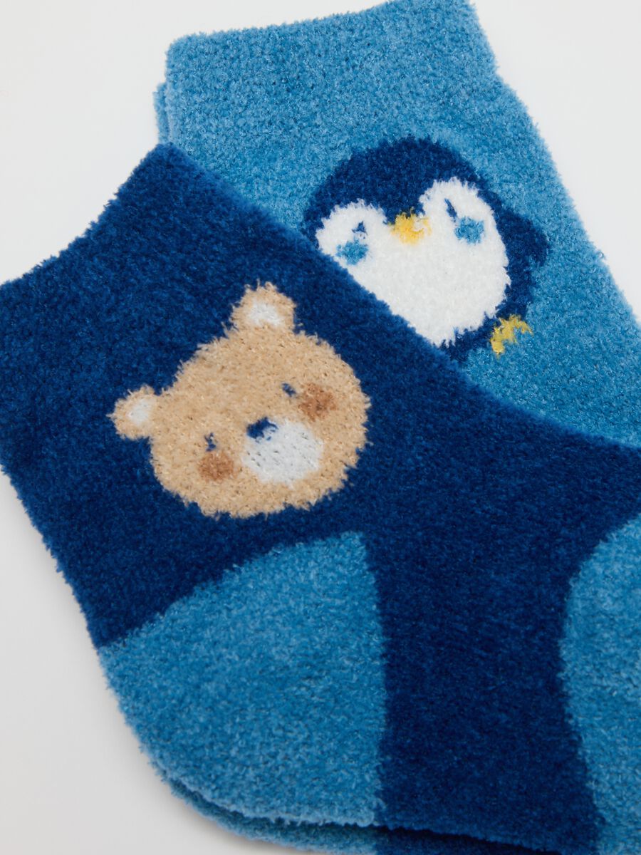 Tripack of short blue coral fleece socks_2
