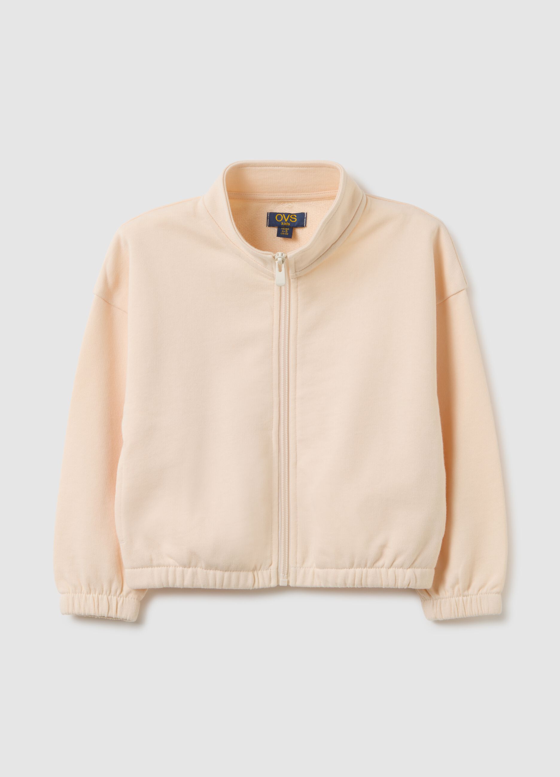 Felpa da bambina in puro cotone beige oversize