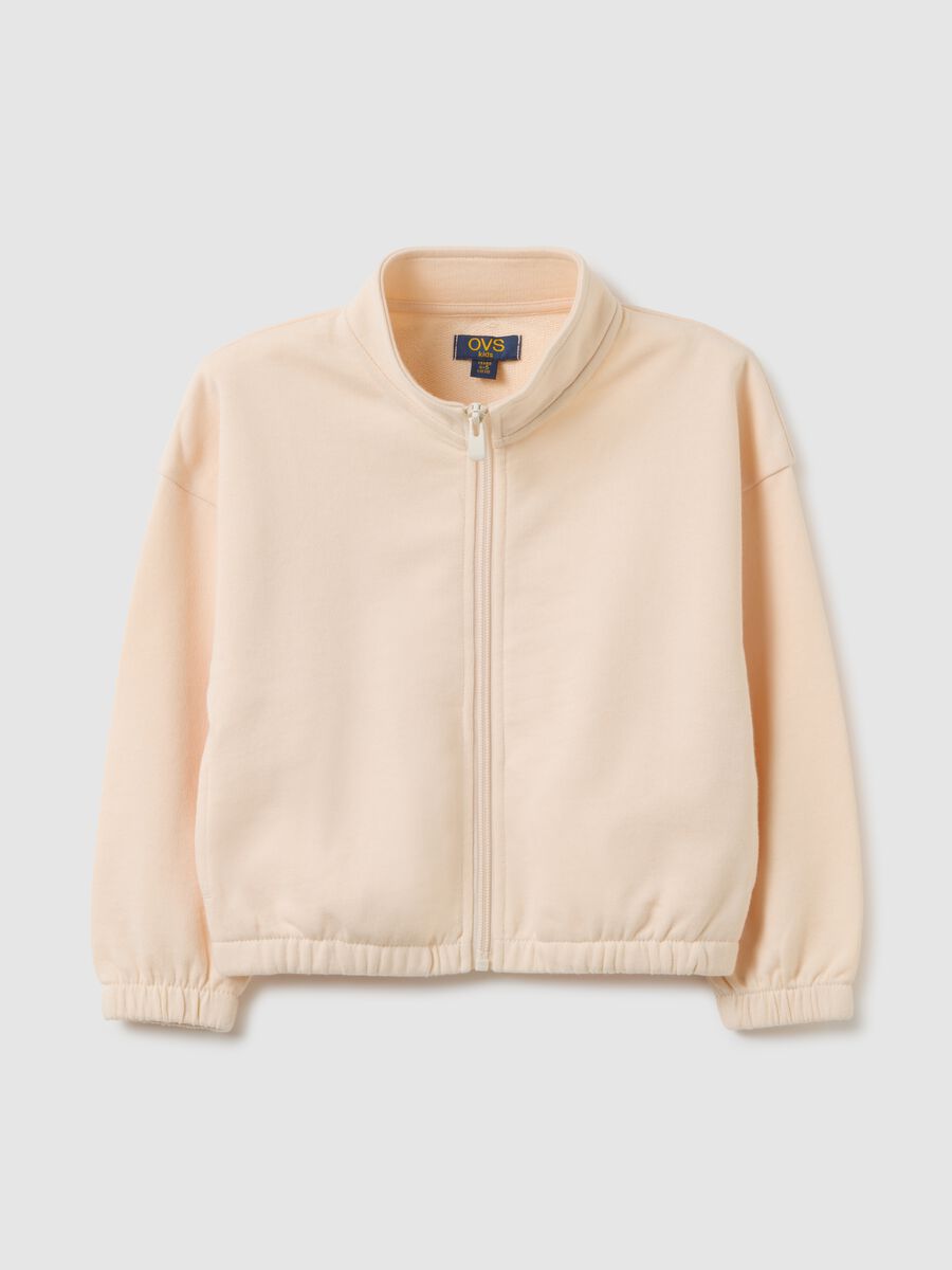 Felpa da bambina in puro cotone beige oversize_0