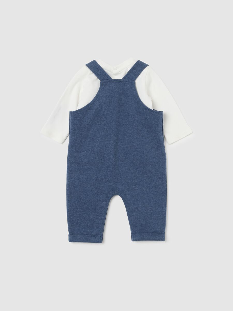 Set t-shirt e salopette multicolor da neonato in puro cotone_1