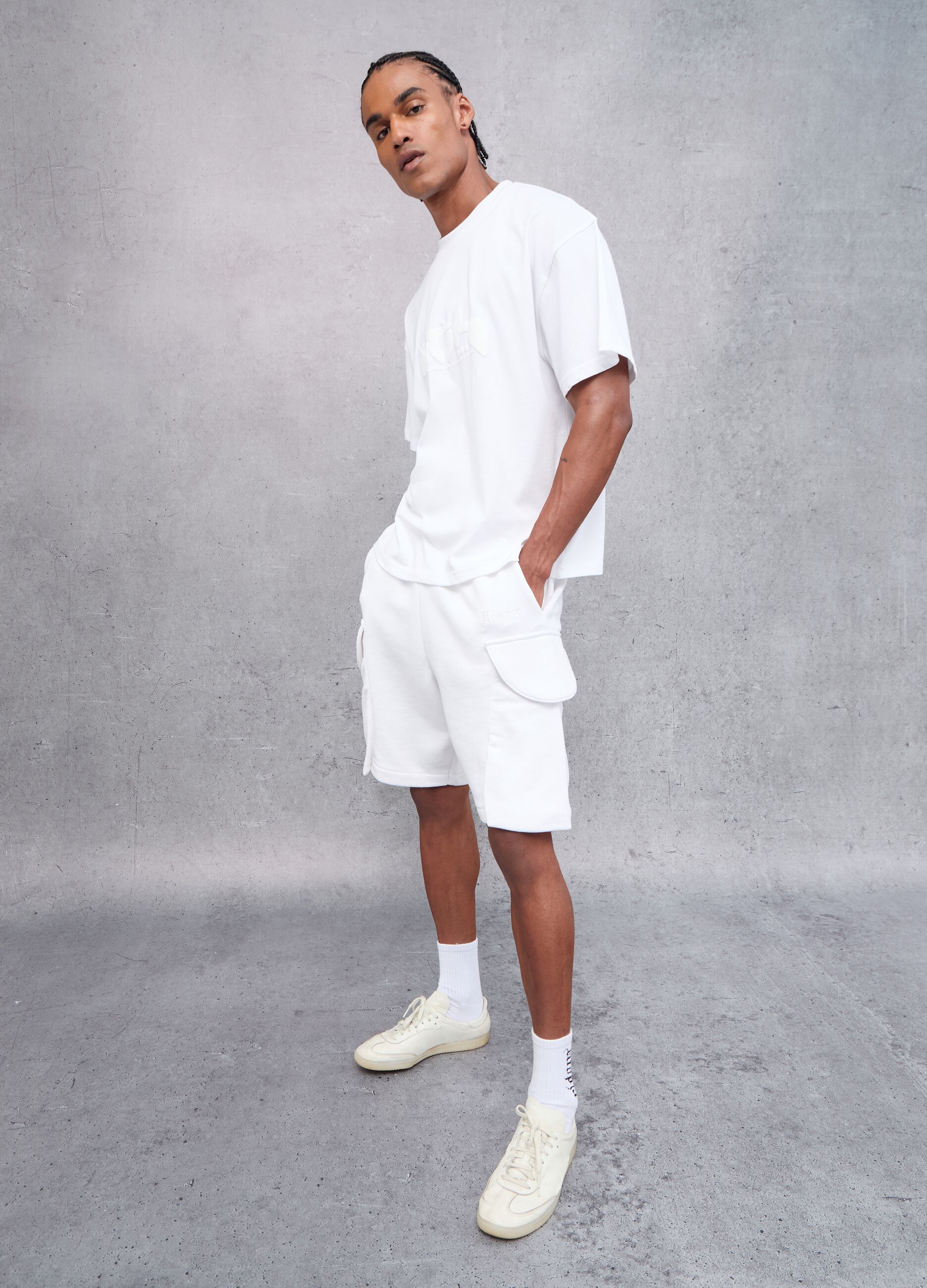 White Cargo Sweat Shorts