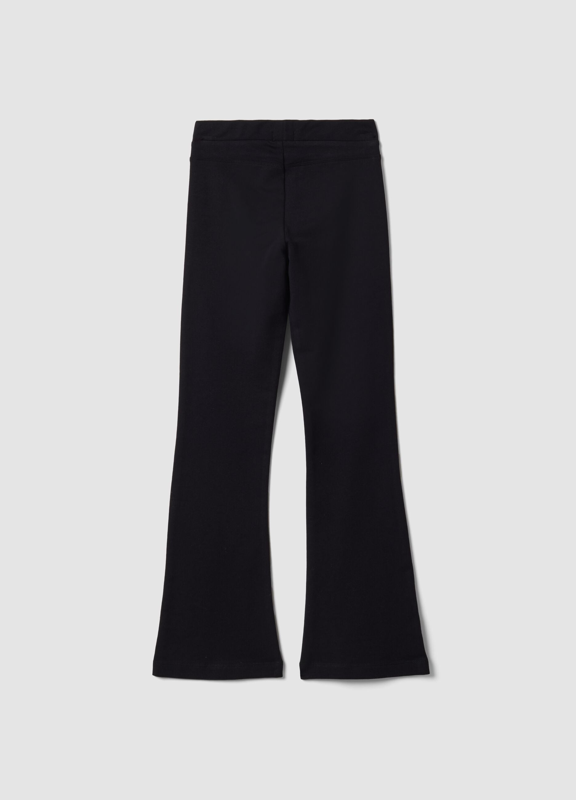 Girls' black slim-fit stretch organic cotton trousers