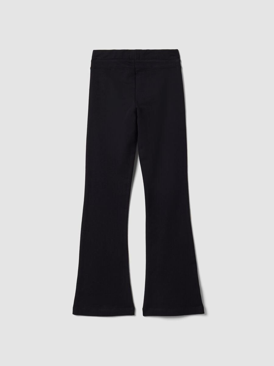 Pantaloni neri in cotone organico elasticizzato slim fit per ragazza_1