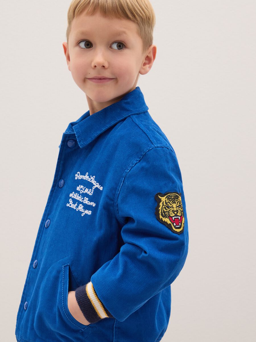 Giacca bomber da bambino in puro cotone blu regular fit_0