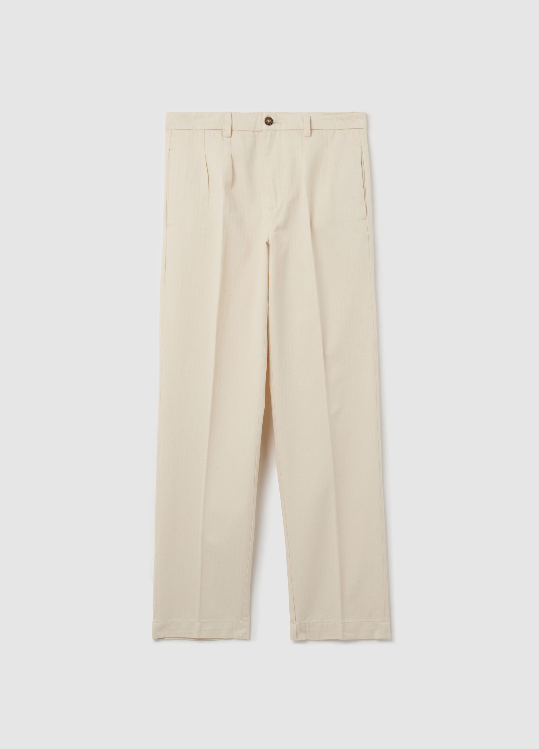 Pinstriped chino trousers with darts