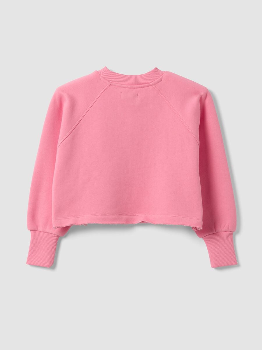 Felpa rosa crop in misto cotone a girocollo relaxed fit per bambina_5