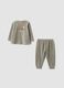 Sage green cotton-blend crew-neck pyjamas_0