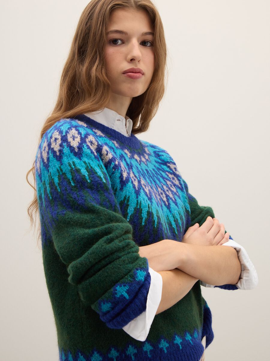 Multicolour Jacquard Pattern Pullover_0