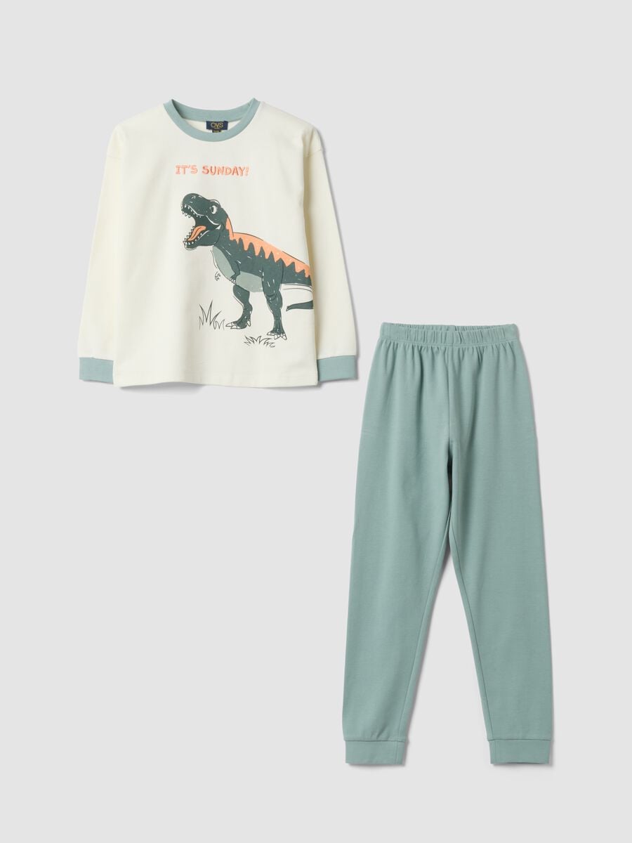 Light blue pure organic cotton crew-neck pyjamas_0