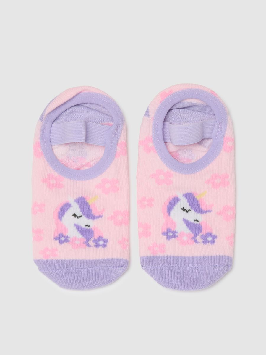 Calze antiscivolo da bambina in cotone multicolor elasticizzato_0