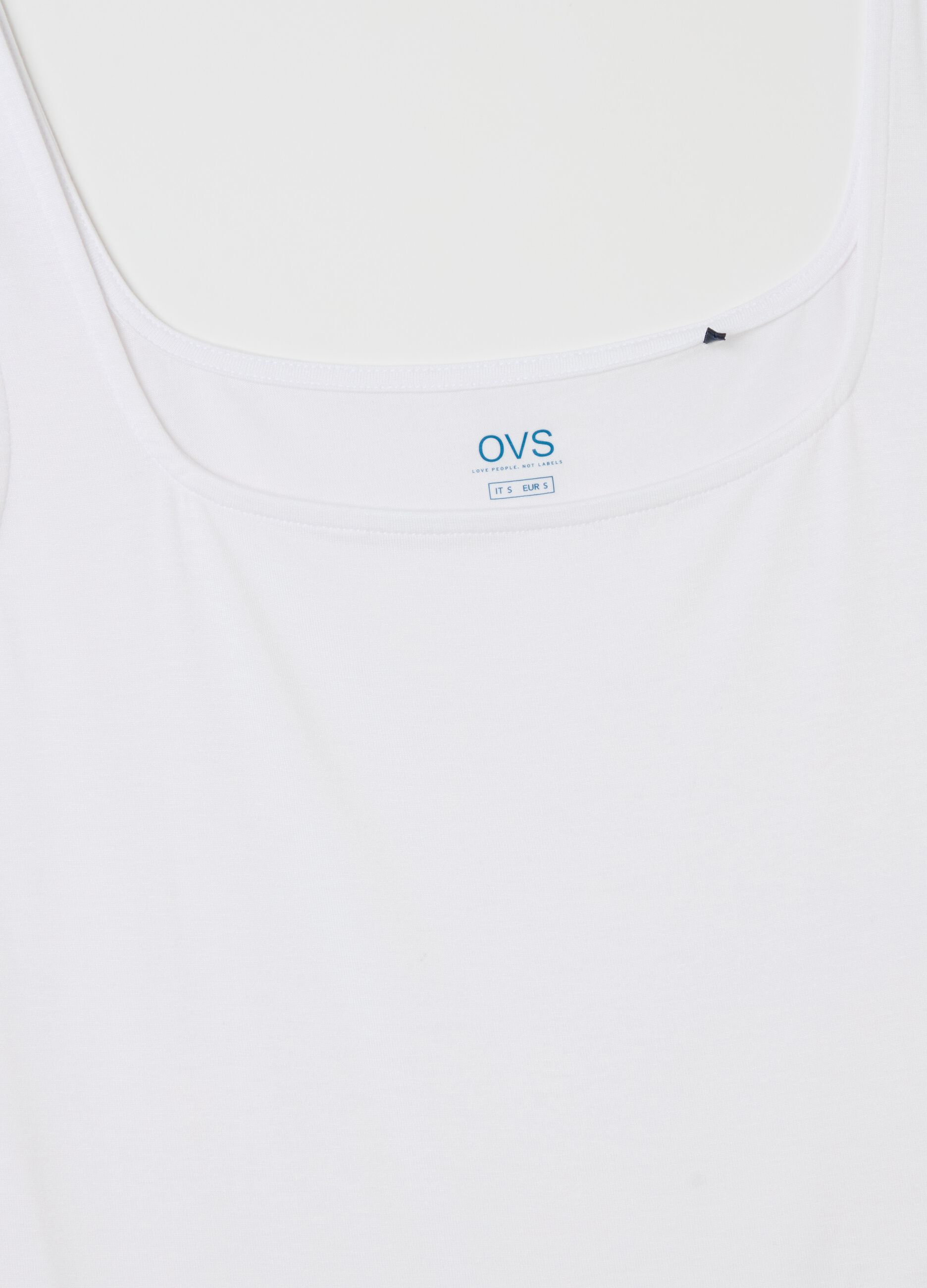Basic white tank top in stretch viscose