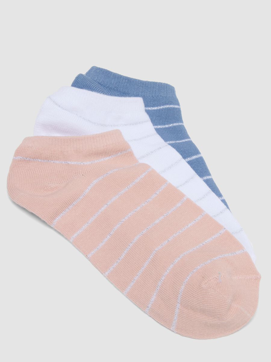 Seven-pack of multicolour striped no-show socks in a cotton blend_1