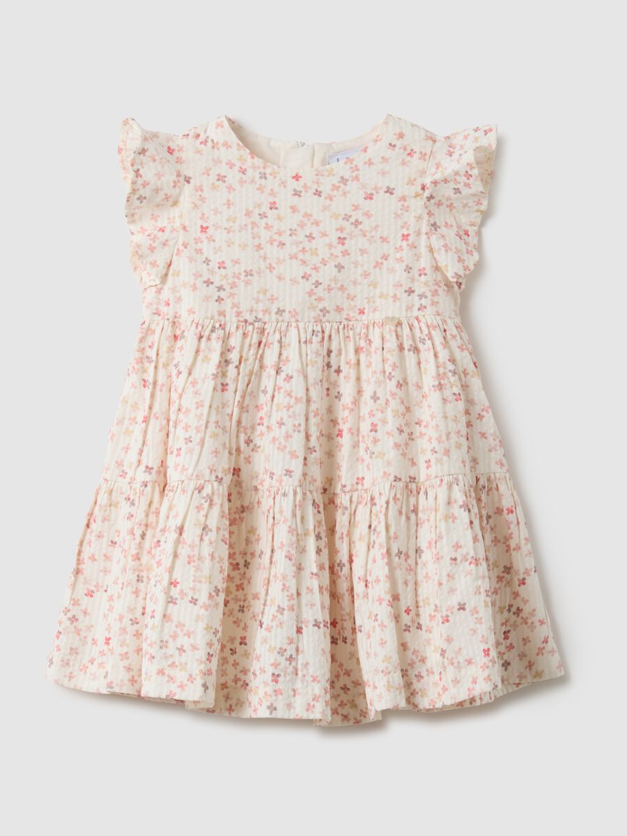 Multicolour pure cotton dress for girls, regular fit with flowers_0