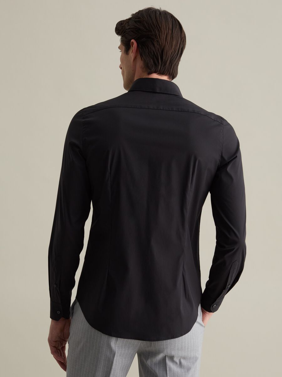 Solid colour stretch slim-fit shirt_3