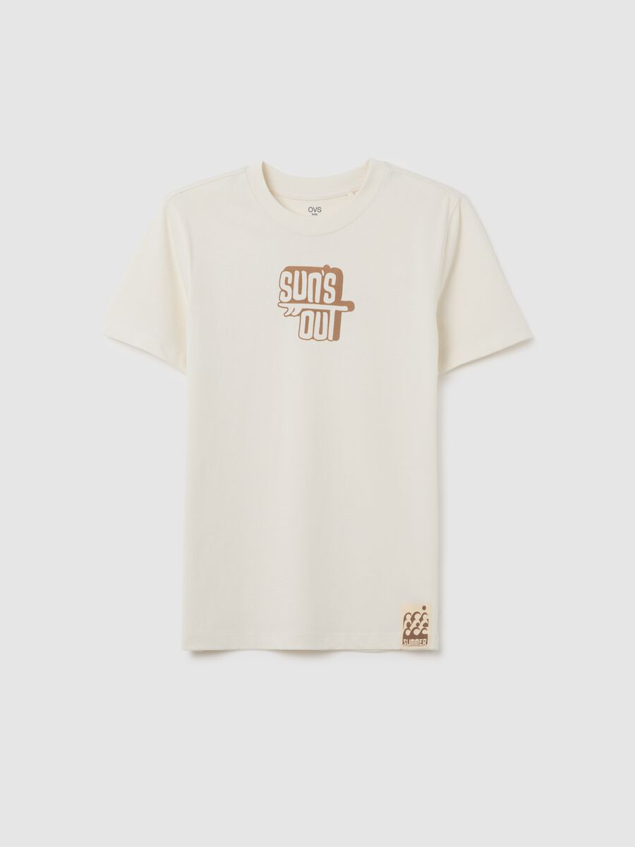 Boys' pure cotton white T-shirt regular fit with print_3