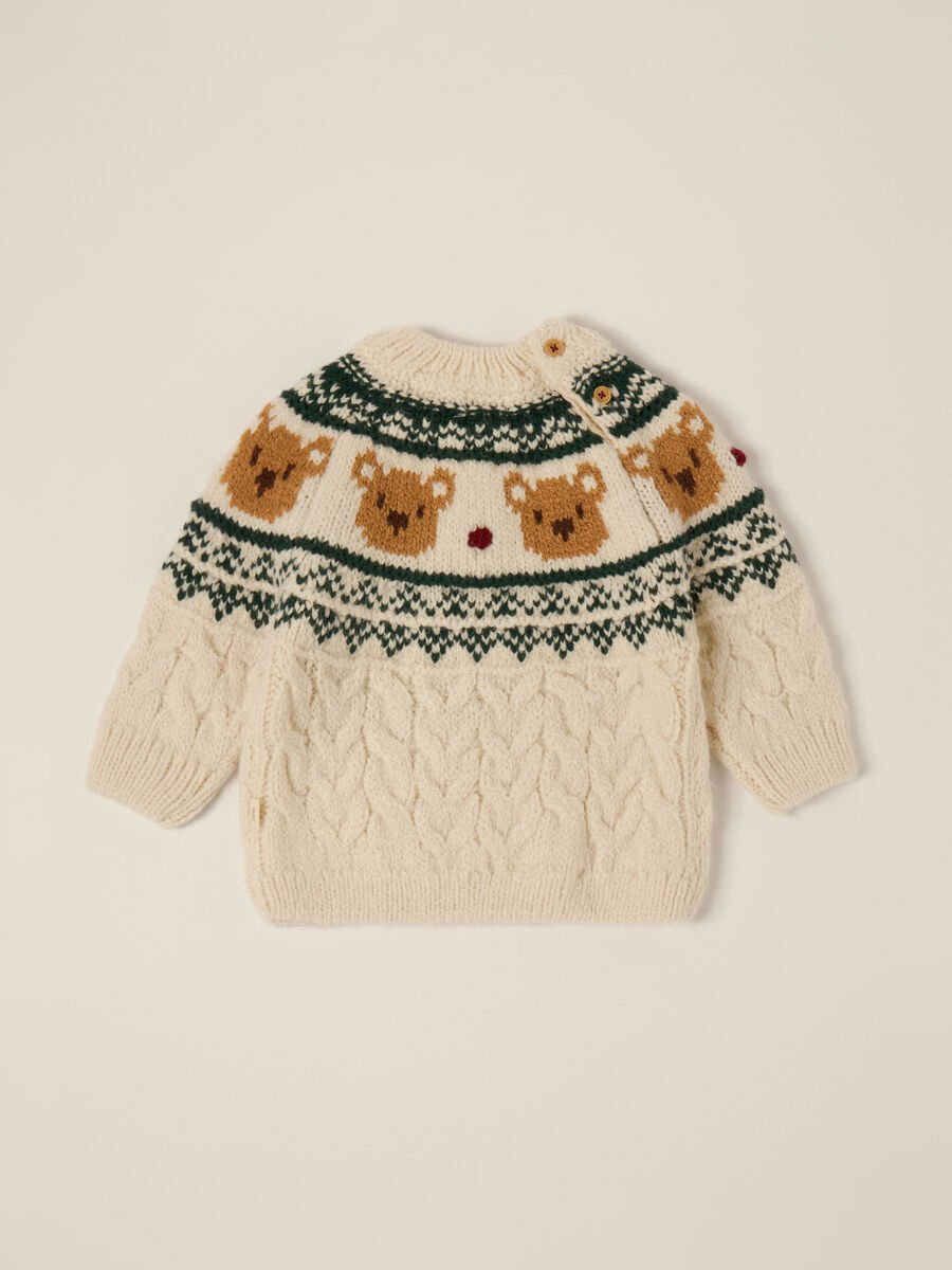 Maglione beige con motivo orsetti_1