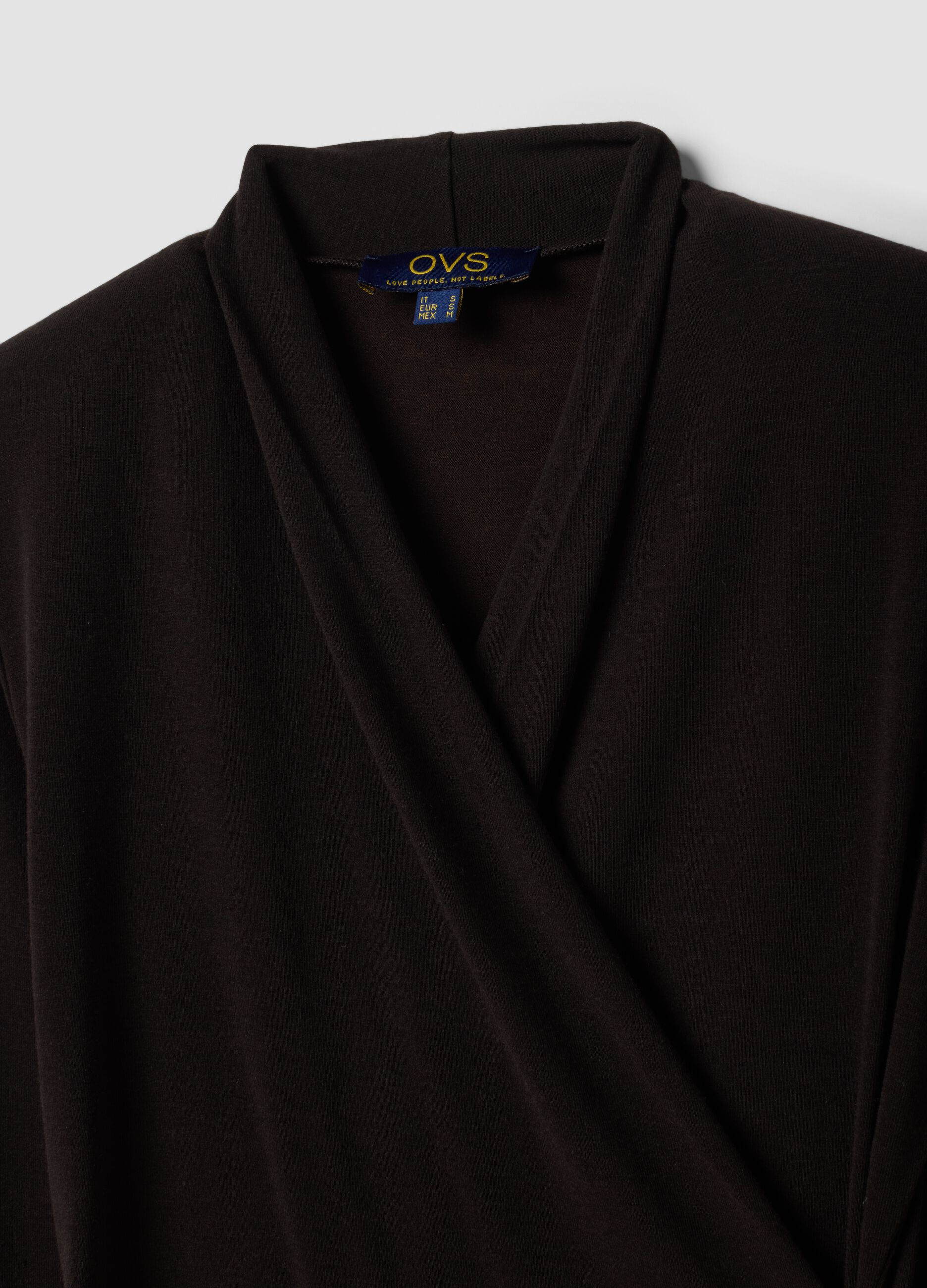T-shirt marrone in viscosa, seta e lana elasticizzata girocollo regular fit