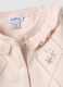 Pink pure organic cotton baby girl cardigan with ruffled collar_2