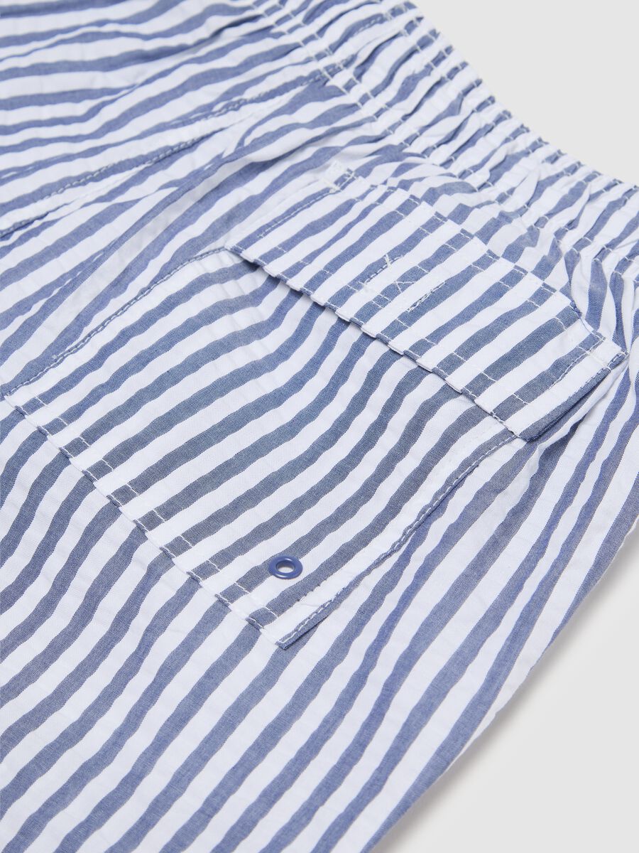 White and blue striped pure cotton swim boxers_5