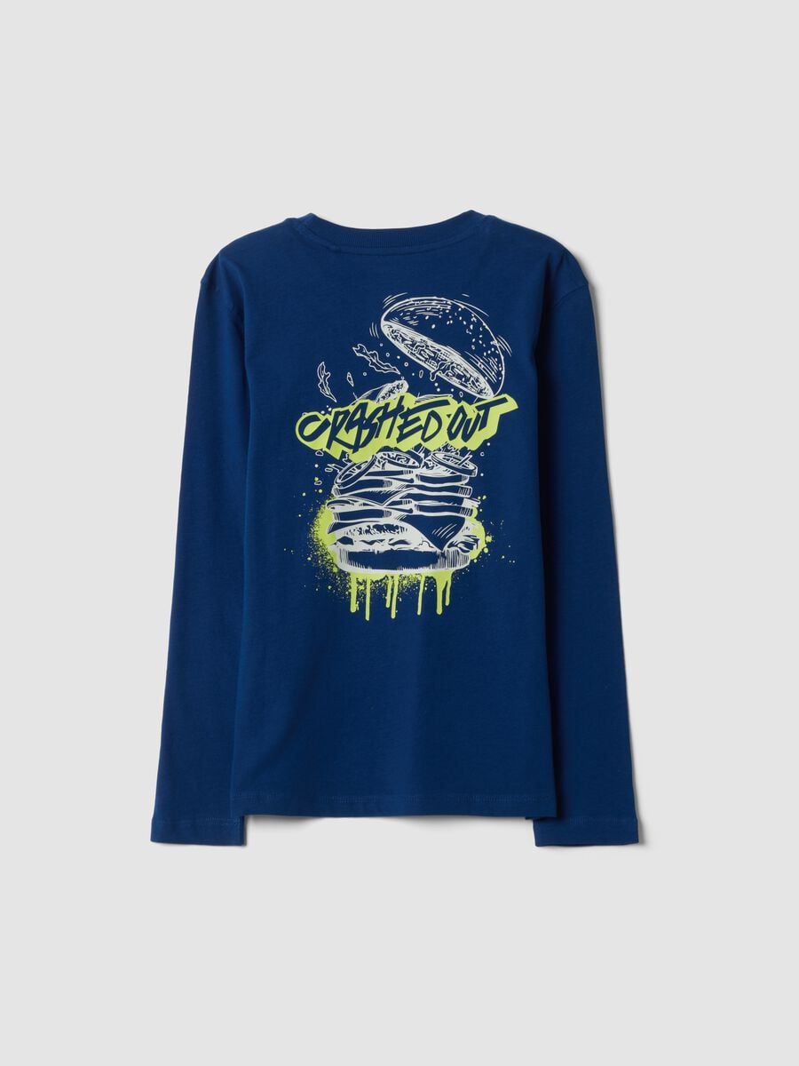 Blue organic cotton relaxed-fit T-shirt with print_2
