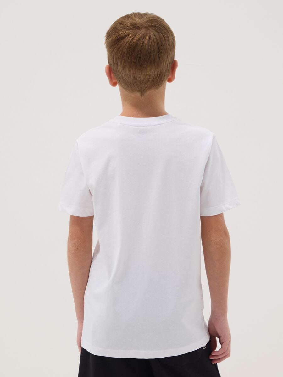 Boy's white pure cotton regular fit T-shirt with print_2