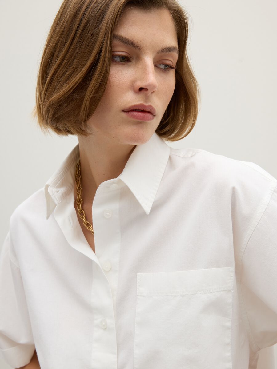 Camicia in puro cotone bianca oversized_2
