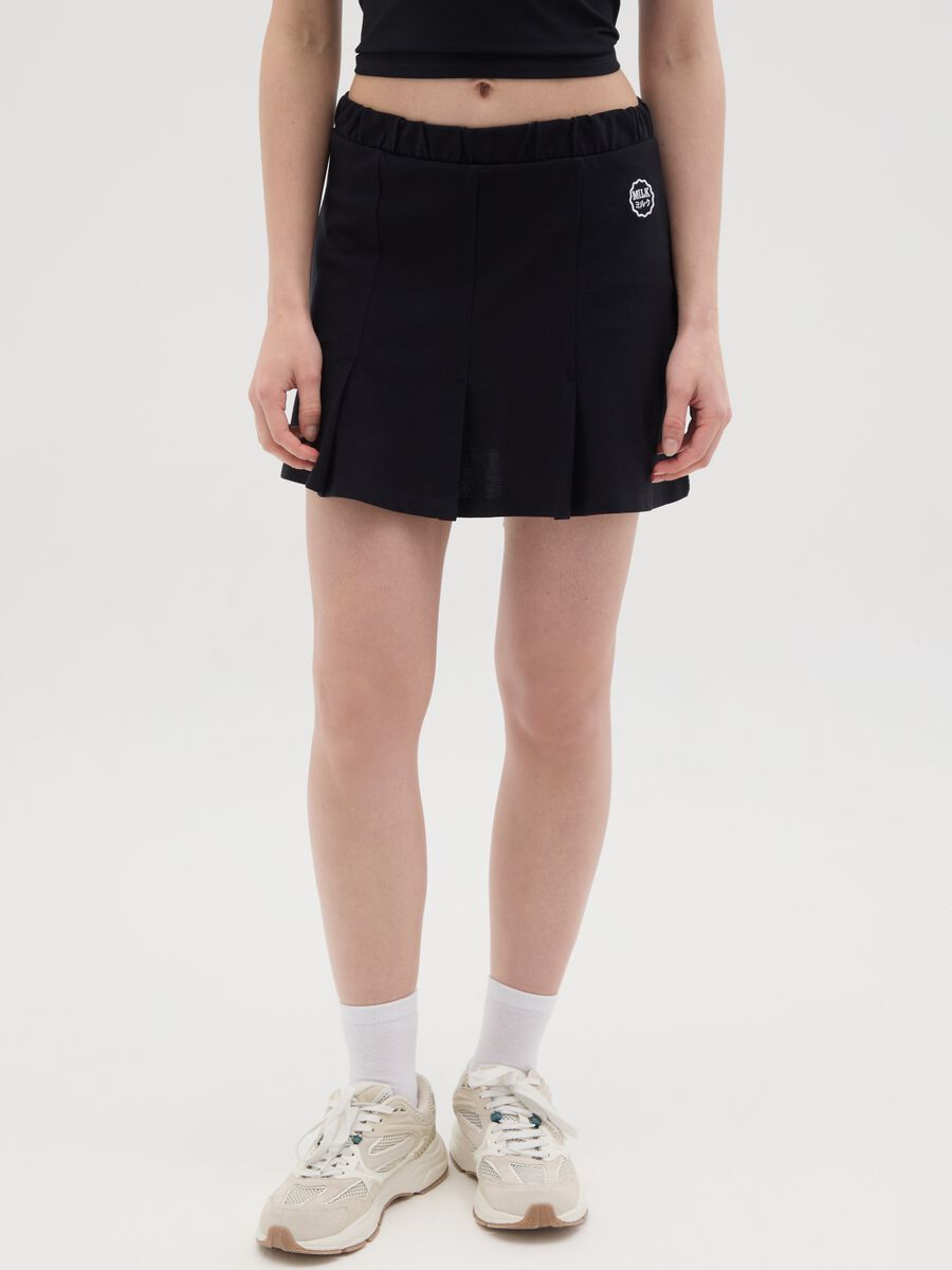 Women's black pure cotton skirt with regular fit_1