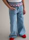 Jeans in puro cotone azzurro da bambina wide leg con stampa floreale_2