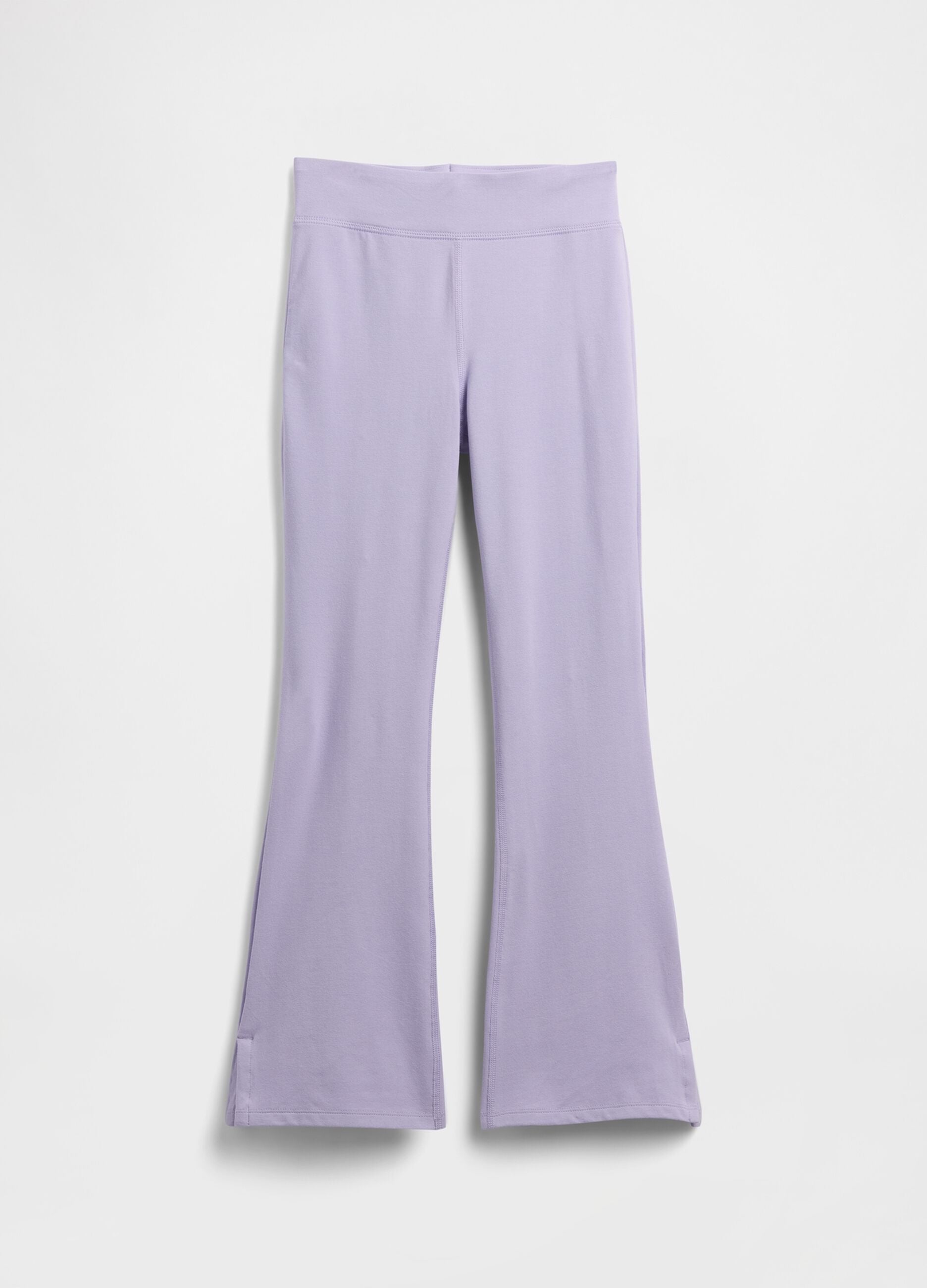 Long purple stretch-cotton leggings