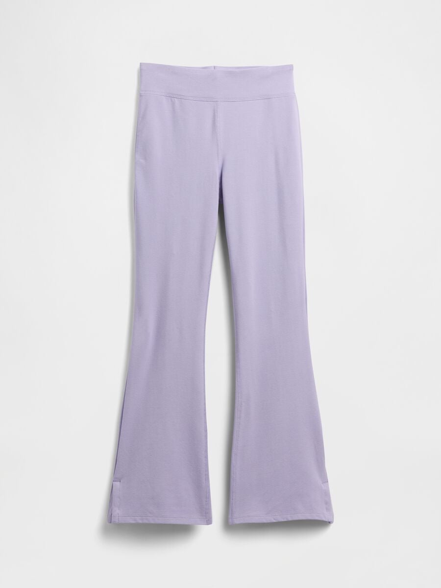 Leggings viola lunghi in cotone elasticizzato_1