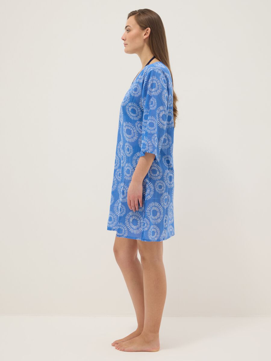 Blue pure cotton patterned kaftan_1