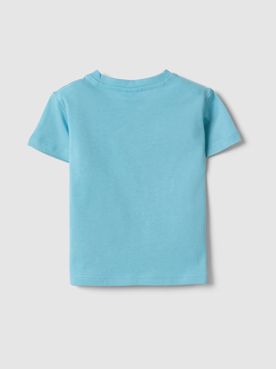 T-shirt in puro cotone azzurra da bimbo regular fit con tigre rider_1