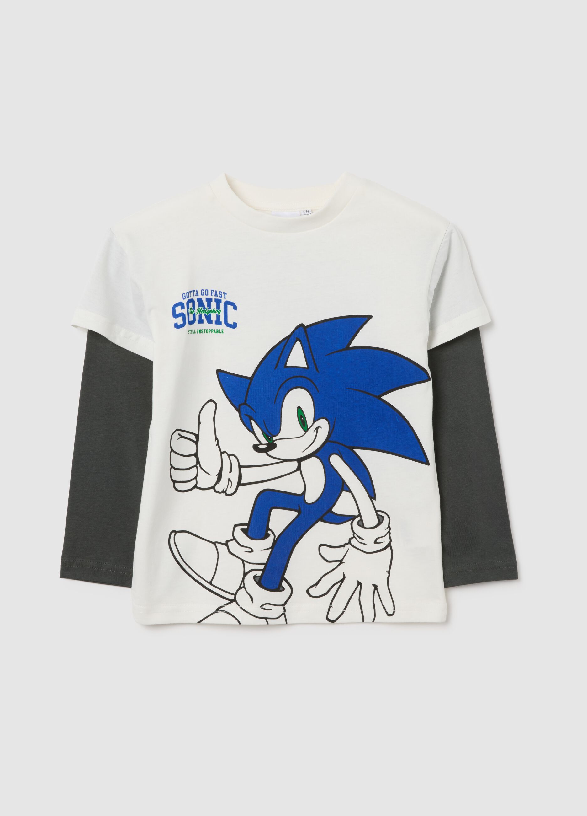 Multicolour cotton kids' t-shirt with Sonic, regular fit