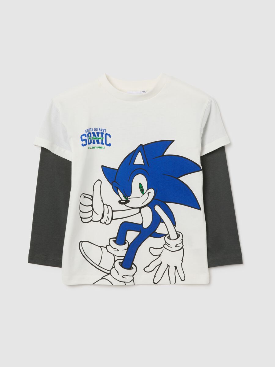 Multicolour cotton kids' t-shirt with Sonic, regular fit_0