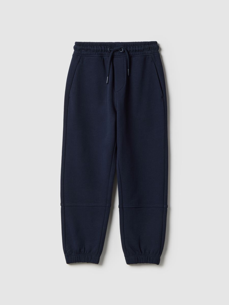 Children's regular fit blue jogger trousers in pure cotton_0