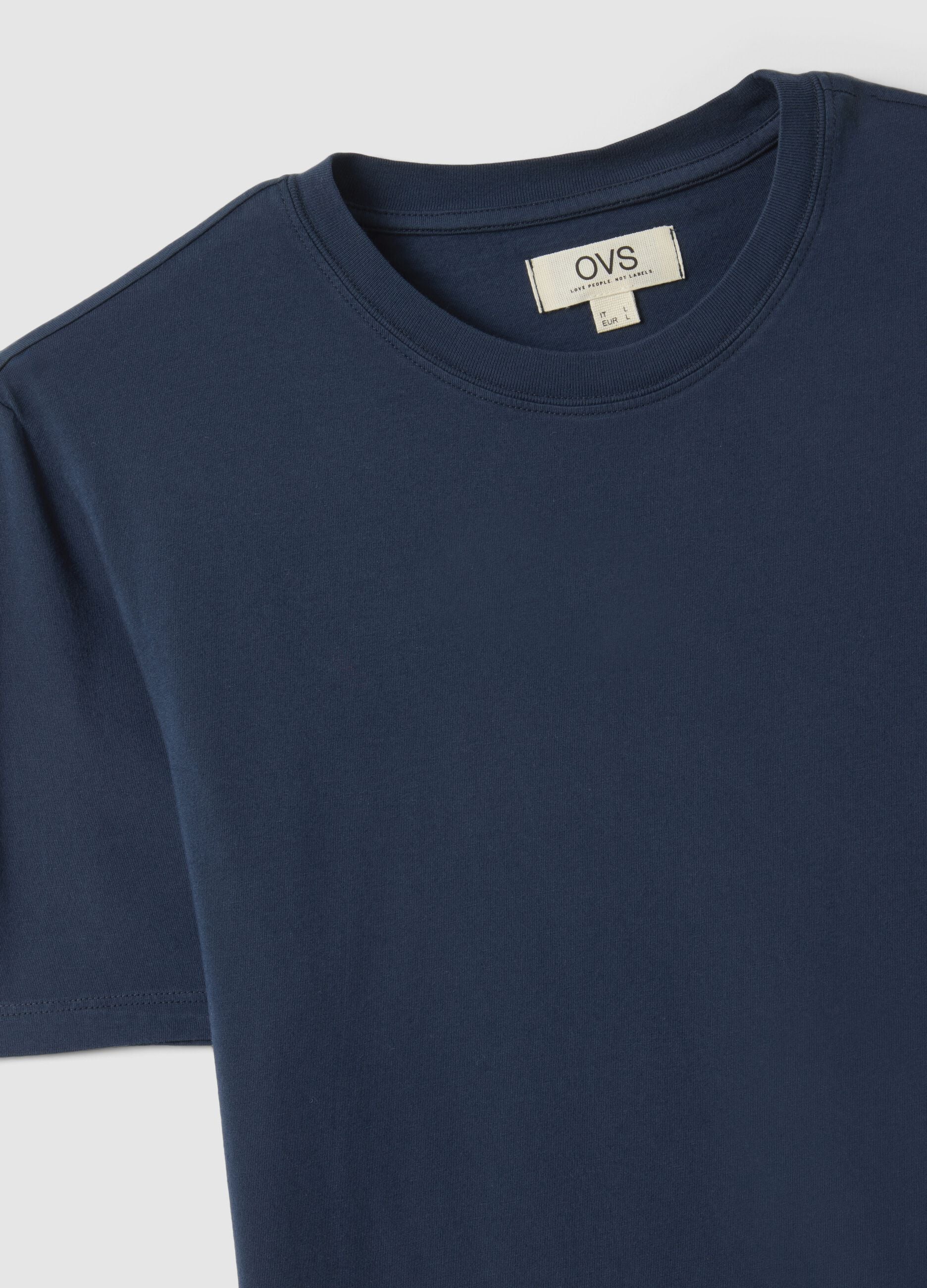Blue regular fit crew-neck pure cotton T-shirt