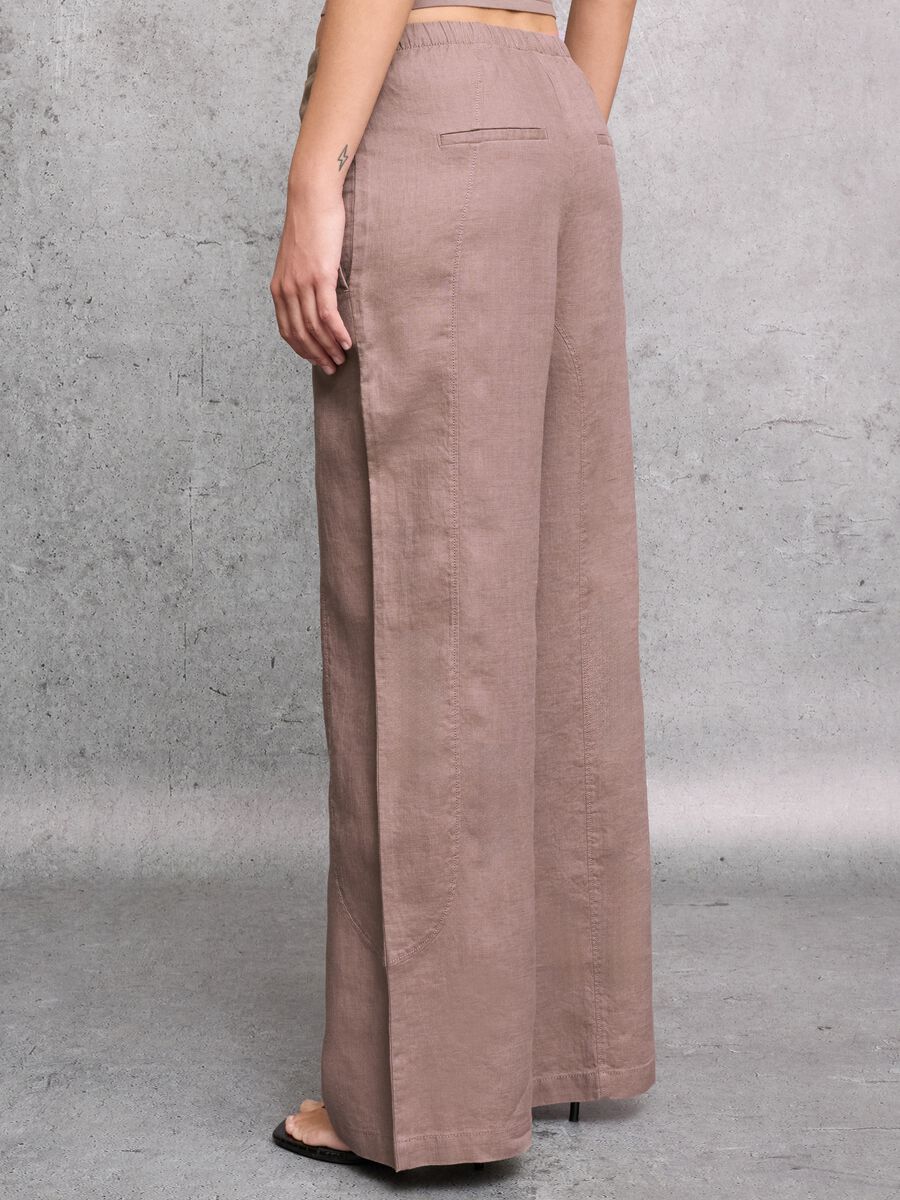 100% Linen Wide-Leg Trousers in Mocha_2