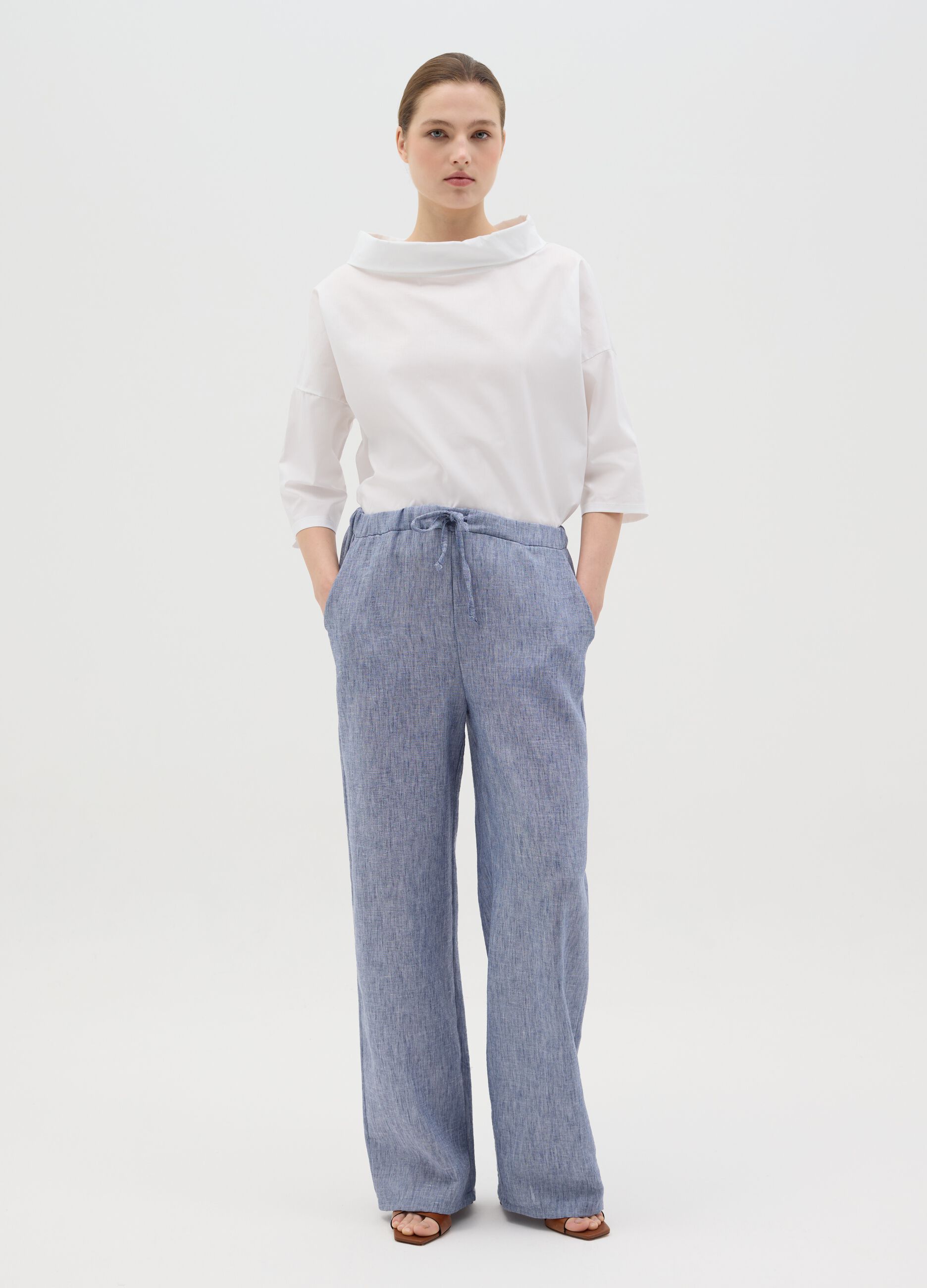 White Hybrid Shirt in Stretch Cotton