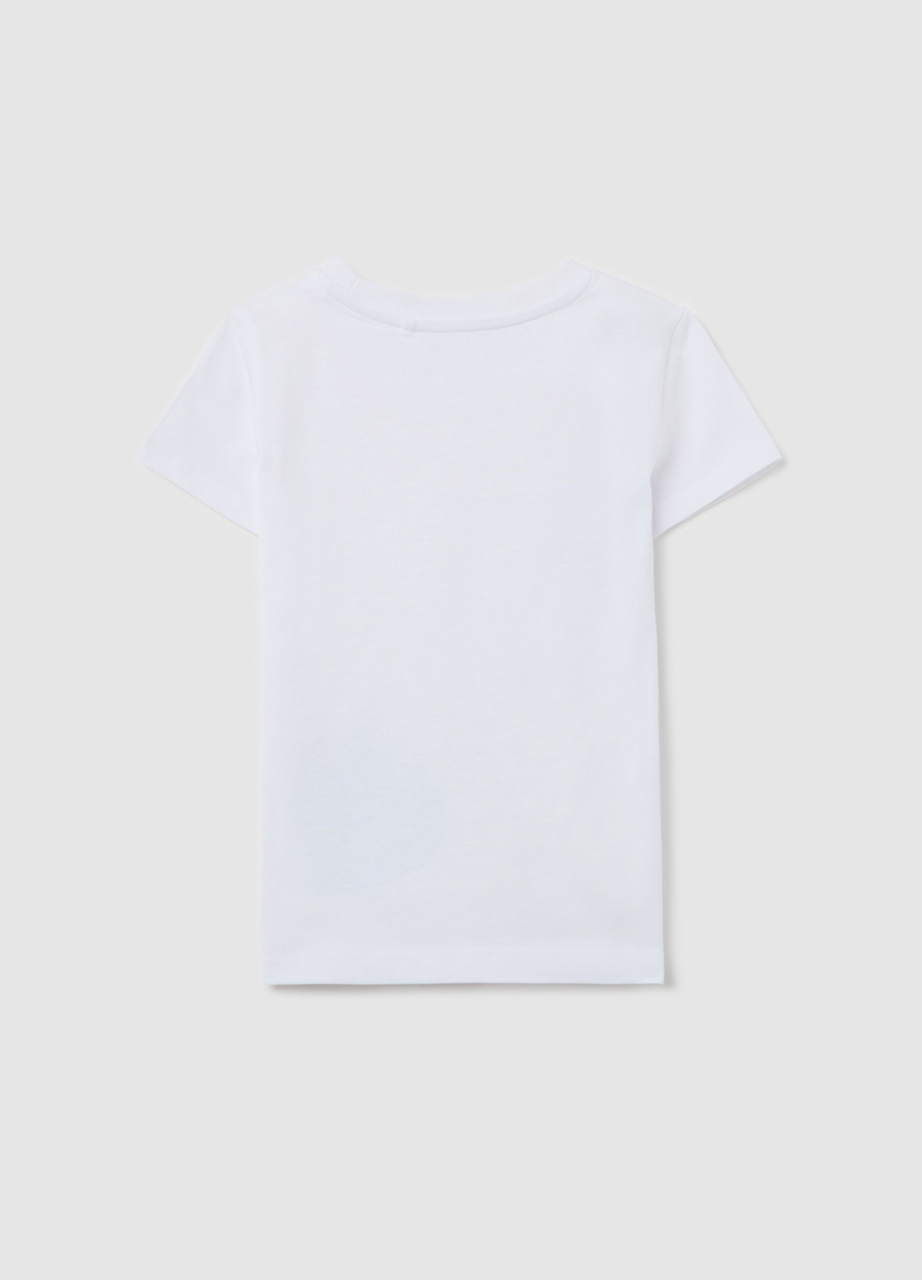 White T-shirt with glitter shell print for girls