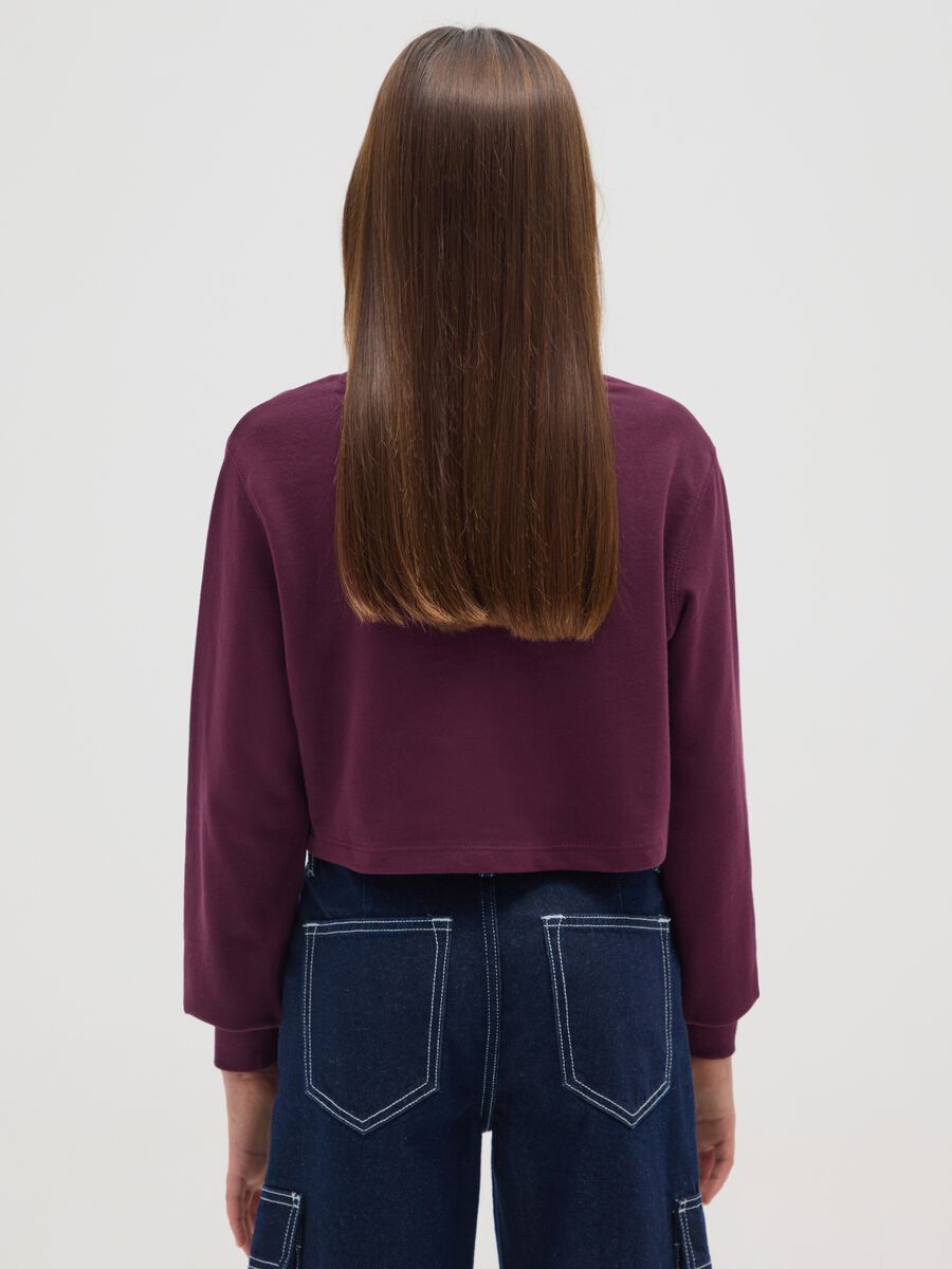 Felpa da ragazze in puro cotone bordeaux relaxed fit_1